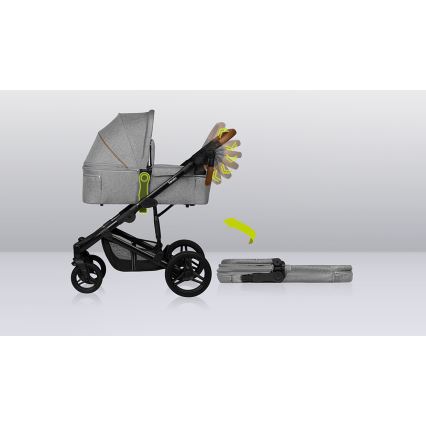 Lionelo - Kombinerad barnvagn 2-i-1 MARI TOUR Grey Stone