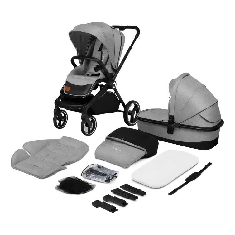 Lionelo - Kombinerad barnvagn 2-i-1 MIKA Grey Stone