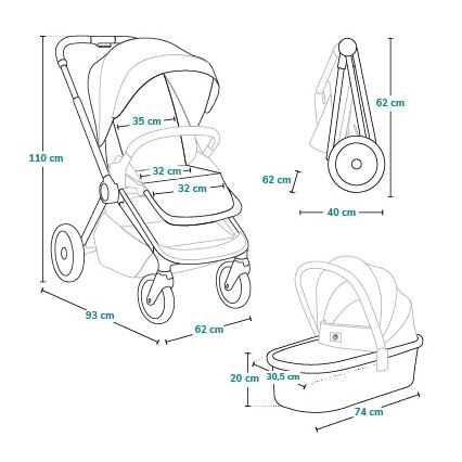 Lionelo - Kombinerad barnvagn 2-i-1 MIKA PLUS rostbrun