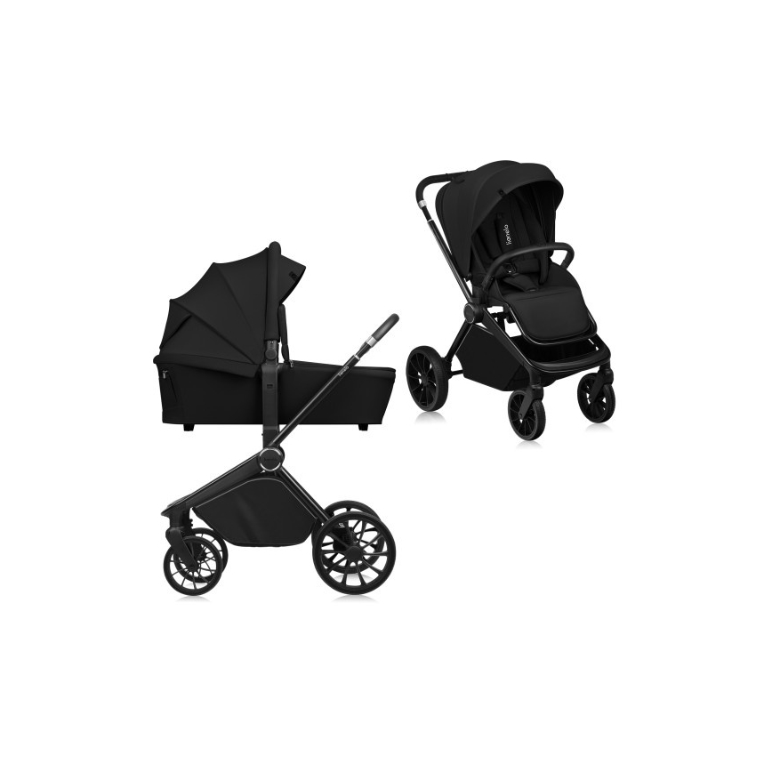 Lionelo - Kombinerad barnvagn 2-i-1 MIKA PLUS Svart Onyx