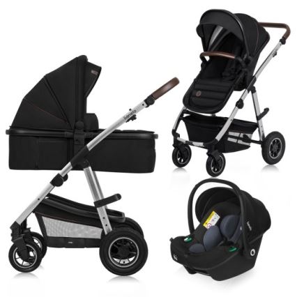 Lionelo - Kombinerad barnvagn 3-i-1 AMBER Svart/Silver