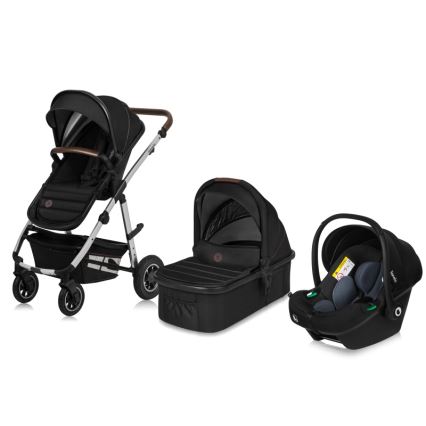 Lionelo - Kombinerad barnvagn 3-i-1 AMBER Svart/Silver
