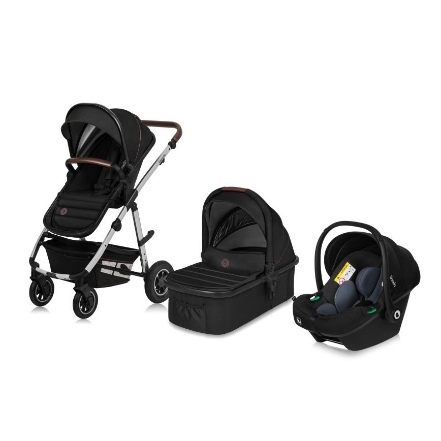 Lionelo - Kombinerad barnvagn 3-i-1 AMBER Svart/Silver