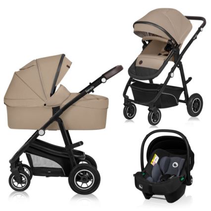 Lionelo - Kombinerad barnvagn 3-i-1 BIANKA Beige Sand