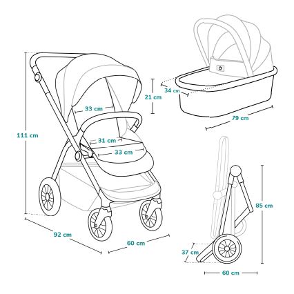 Lionelo - Kombinerad barnvagn 3-i-1 BIANKA Beige Sand