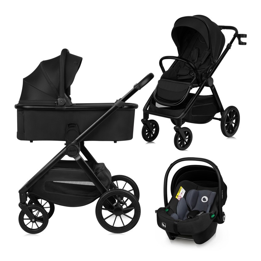 Lionelo - Kombinerad barnvagn 3-i-1 LAYLA Black Onyx