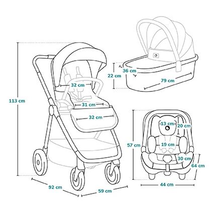Lionelo - Kombinerad barnvagn 3-i-1 MERIL Sandbeige
