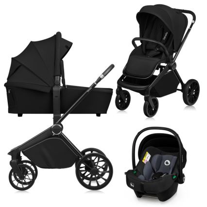 Lionelo - Kombinerad barnvagn 3 i 1 MIKA PLUS Svart Onyx