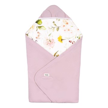 Lionelo - Omsvep för bilbarnstol TRAVEL SWADDLE 90x90 cm Rosa blommor