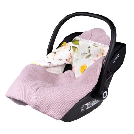 Lionelo - Omsvep för bilbarnstol TRAVEL SWADDLE 90x90 cm Rosa blommor