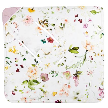 Lionelo - Omsvep för bilbarnstol TRAVEL SWADDLE 90x90 cm Rosa blommor