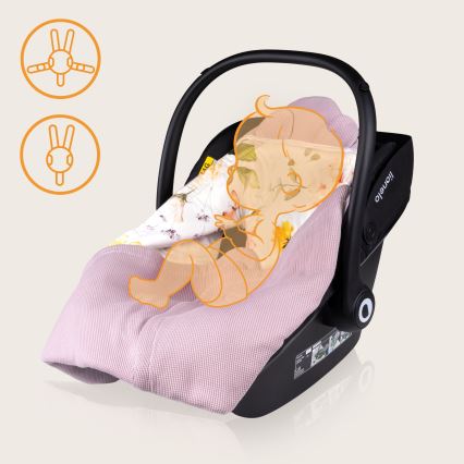Lionelo - Omsvep för bilbarnstol TRAVEL SWADDLE 90x90 cm Rosa blommor