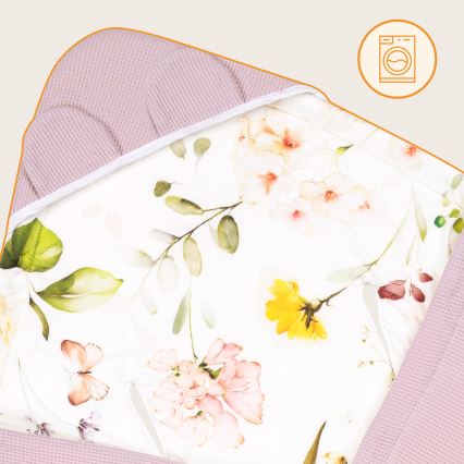 Lionelo - Omsvep för bilbarnstol TRAVEL SWADDLE 90x90 cm Rosa blommor
