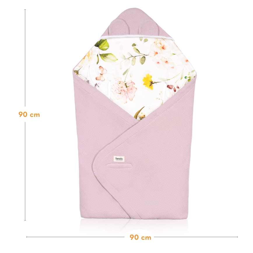 Lionelo - Omsvep för bilbarnstol TRAVEL SWADDLE 90x90 cm Rosa blommor