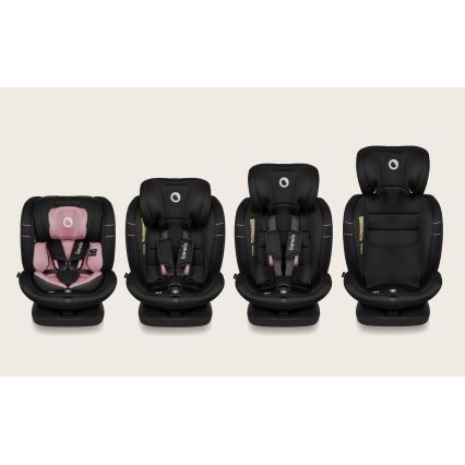 Lionelo - Roterbar bilbarnstol med bas BASTIAAN i-Size 40-150 cm Pink Rose