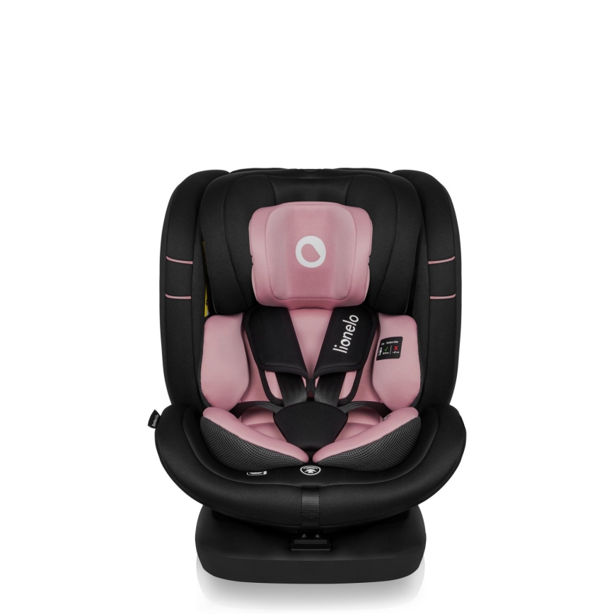 Lionelo - Roterbar bilbarnstol med bas BASTIAAN i-Size 40-150 cm Pink Rose
