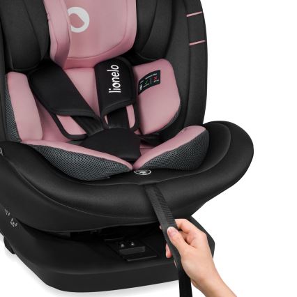 Lionelo - Roterbar bilbarnstol med bas BASTIAAN i-Size 40-150 cm Pink Rose