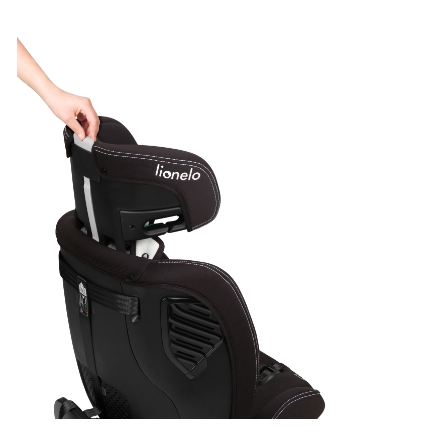 Lionelo - Roterbar bilbarnstol med bas BASTIAAN ONE i-Size 40-150 cm Svart Carbon