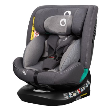 Lionelo - Roterbar bilbarnstol med bas BASTIAAN ONE i-Size 40-150 cm Grey Stone