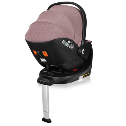 Lionelo - Roterbar bilbarnstol med bas MOXIE SET i-Size 40-87 cm Rosa Mauve