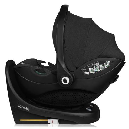 Lionelo - Roterbar bilbarnstol med bas MOXIE SET i-Size 40-87 cm Svart Carbon