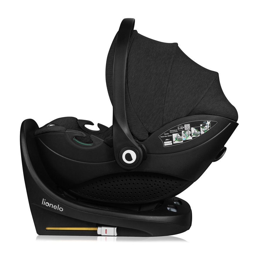Lionelo - Roterbar bilbarnstol med bas MOXIE SET i-Size 40-87 cm Svart Carbon