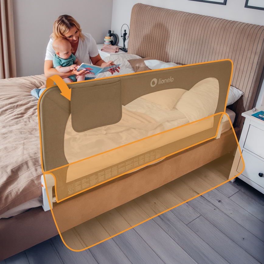 Lionelo - Sängskyddsbarriär HANNA Beige Melange
