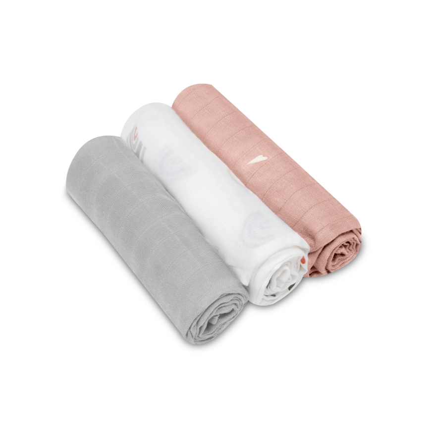 Lionelo - Set med 3 bambu-musseliner 70x70 cm Regnbågsmönster
