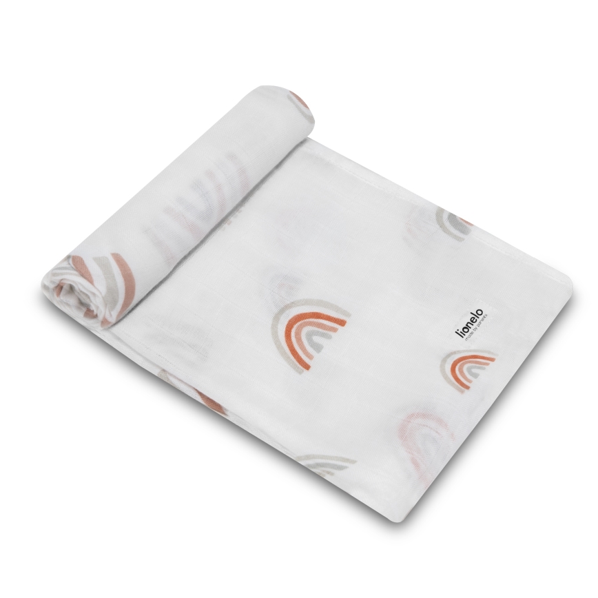 Lionelo - Set med 3 bambu-musseliner 70x70 cm Regnbågsmönster