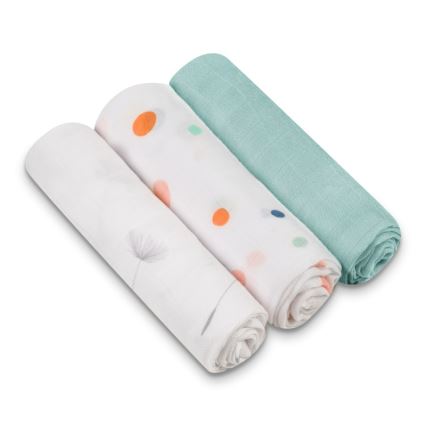 Lionelo - Set om 3 bambumusselintyg Bambu-set 70x70 cm Dot