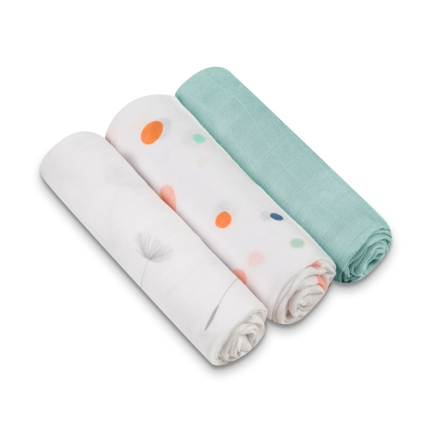 Lionelo - Set om 3 bambumusselintyg Bambu-set 70x70 cm Dot