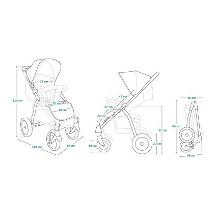 Lionelo - Sittvagn ANNET PLUS svart