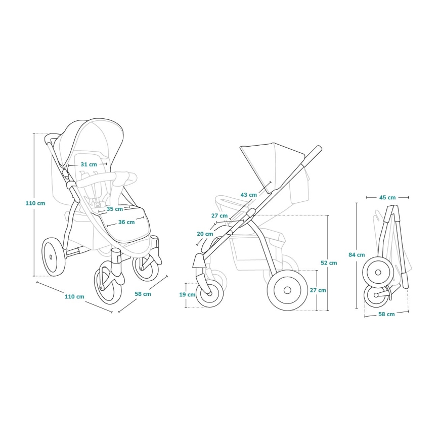 Lionelo - Sittvagn ANNET PLUS svart