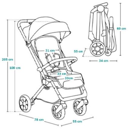 Lionelo - Sittvagn CLOE svart/blå/guld