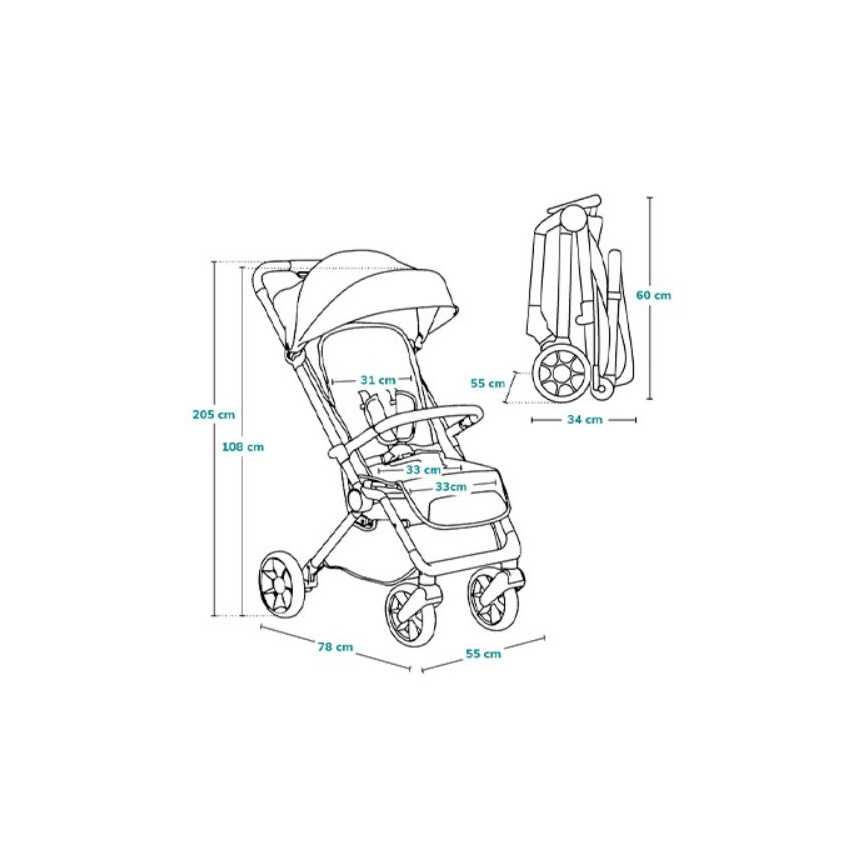 Lionelo - Sittvagn CLOE svart/blå/guld
