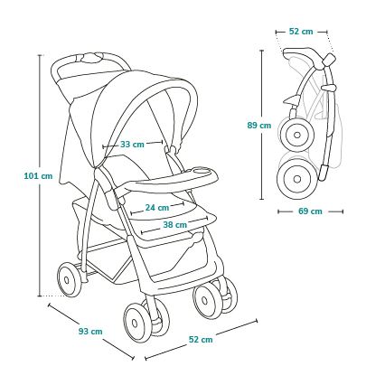 Lionelo - Sittvagn EMMA PLUS grå/svart