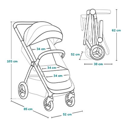 Lionelo - Sittvagn INGRID beige/svart