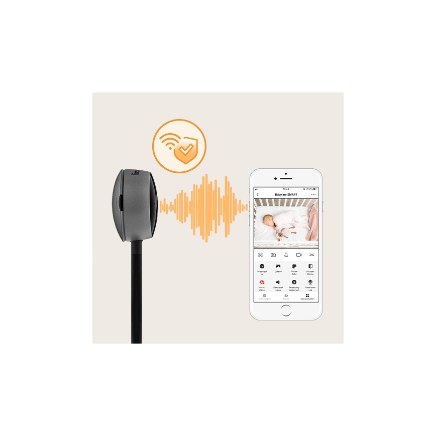 Lionelo - Smart babymonitor BABYLINE SMART Wi‑Fi, svart