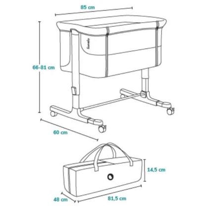 Lionelo - Spjälsäng 3i1 AURORA mörk