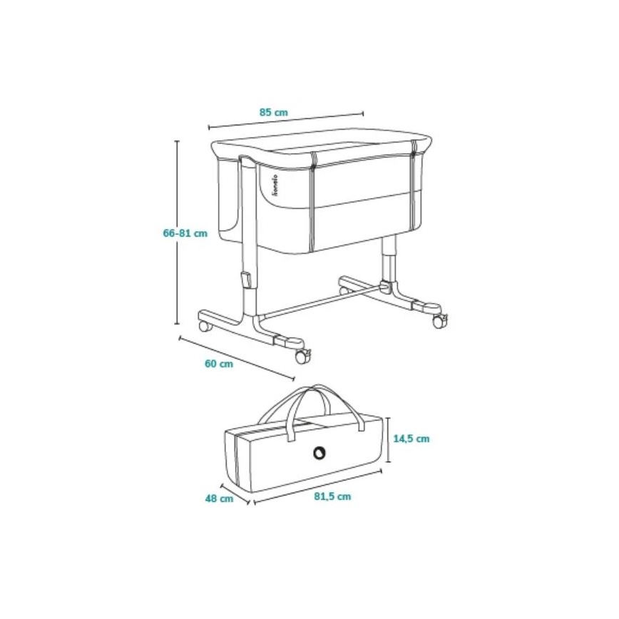Lionelo - Spjälsäng 3i1 AURORA mörk