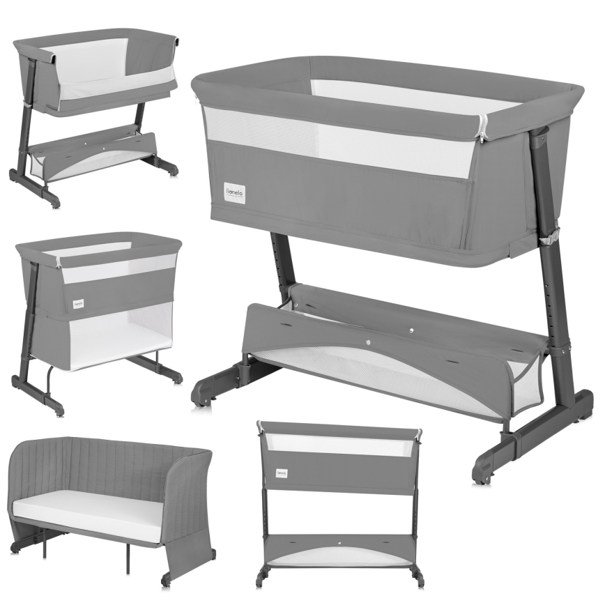 Lionelo - Spjälsäng 5-i-1 THOMI PLUS Grey Concrete