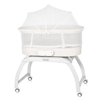 Lionelo - Spjälsäng med inbyggd våg CORAL White