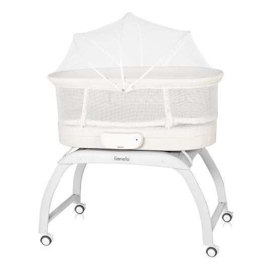 Lionelo - Spjälsäng med inbyggd våg CORAL White