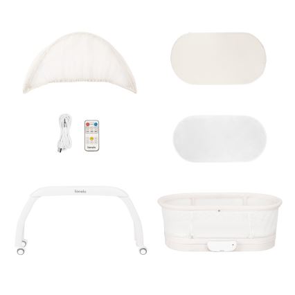 Lionelo - Spjälsäng med inbyggd våg CORAL White