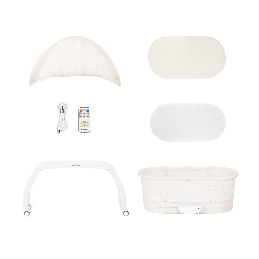Lionelo - Spjälsäng med inbyggd våg CORAL White