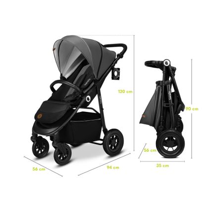 Lionelo - Sportig barnvagn NATT Grey Stone