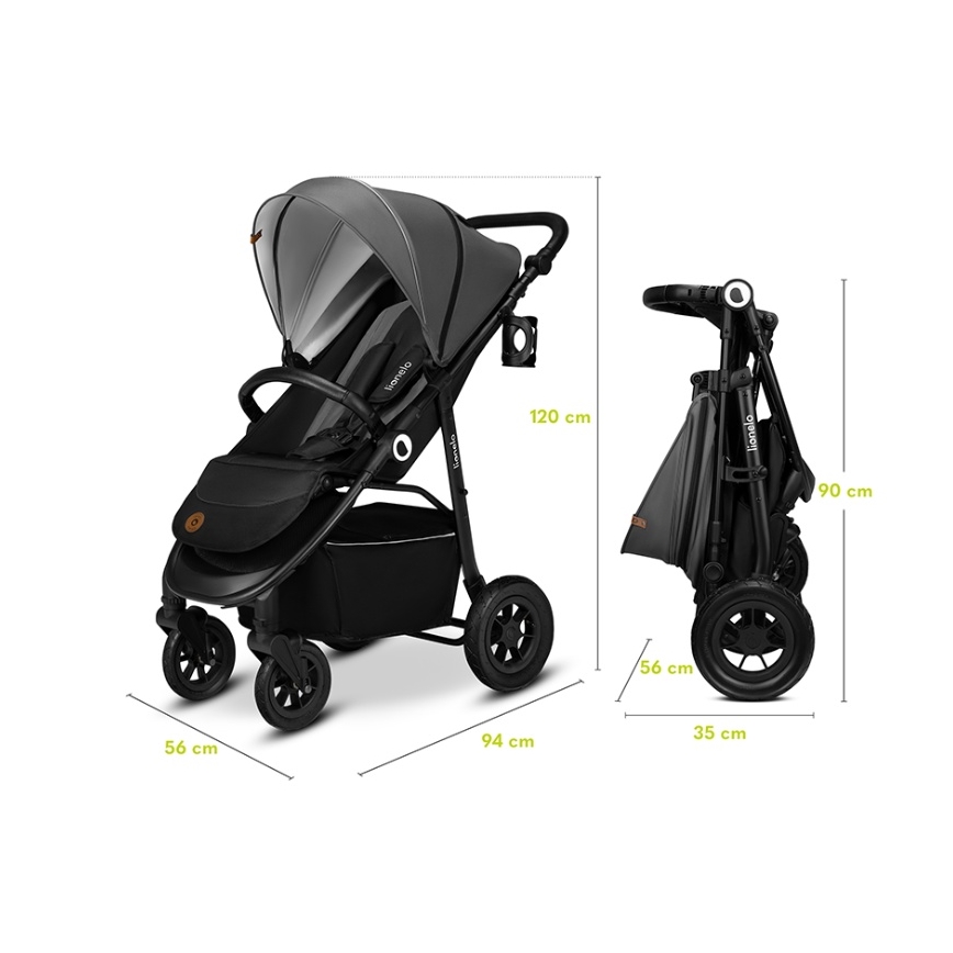 Lionelo - Sportig barnvagn NATT Grey Stone
