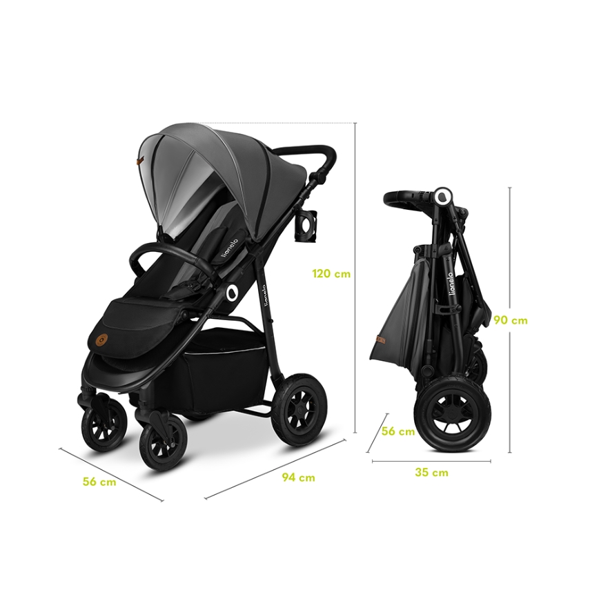 Lionelo - Sportig barnvagn NATT Grey Stone