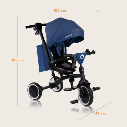 Lionelo - Trehjuling för barn TRIS PLUS Blue Denim