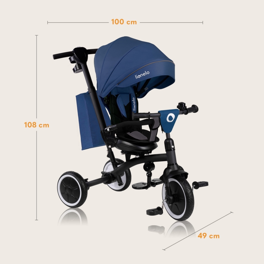 Lionelo - Trehjuling för barn TRIS PLUS Blue Denim